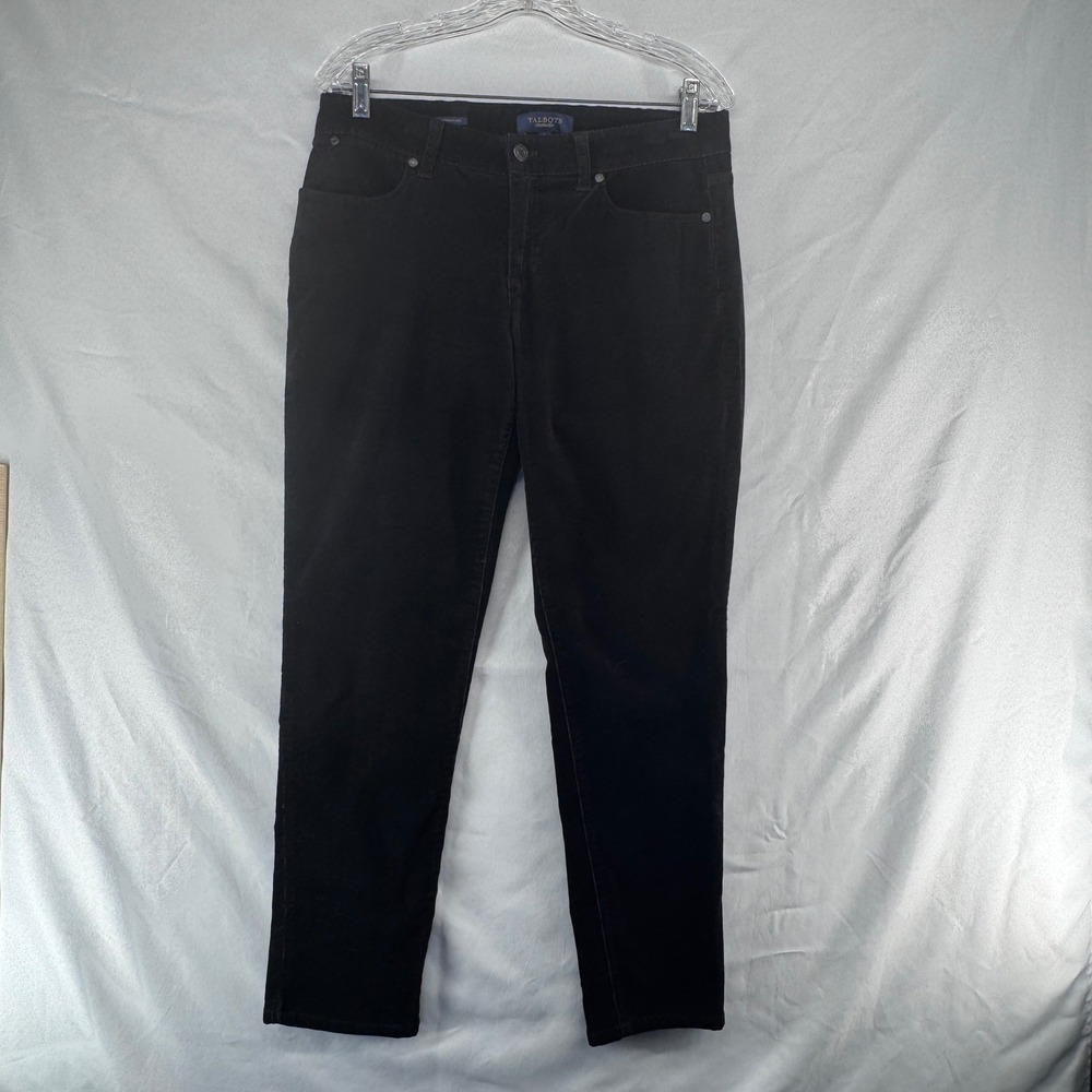 Talbots Corduroy Pants Womens 8 Black Signature Straight Leg Preppy Academia